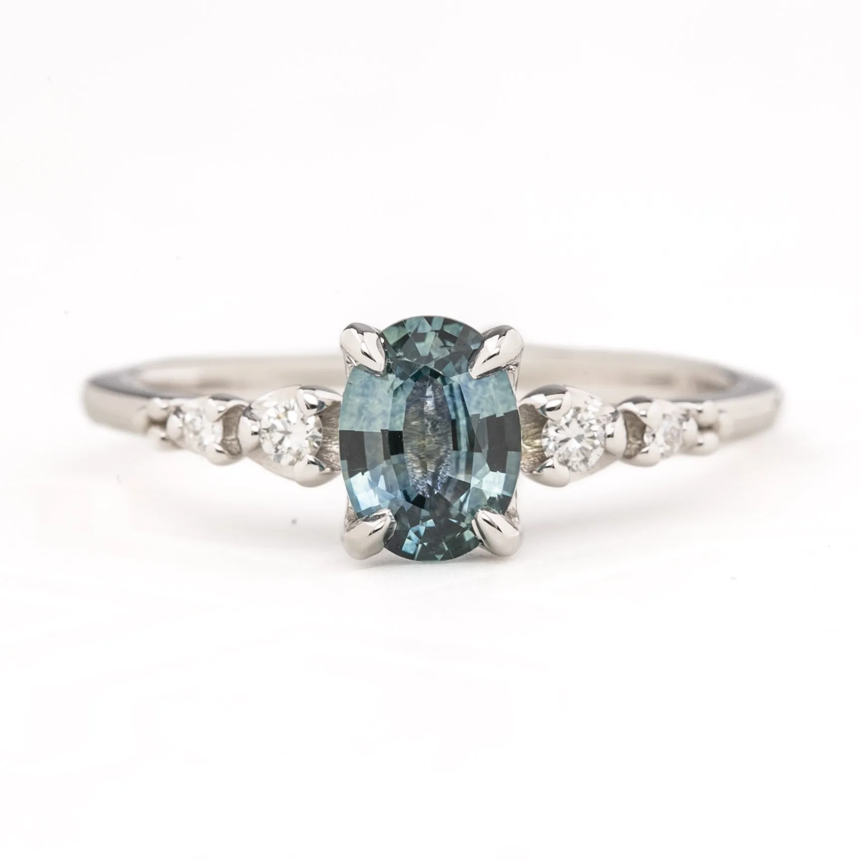 Estel Luxe Ring 0.81ct Teal Blue Montana Sapphire, 14k White Gold (One of a kind)