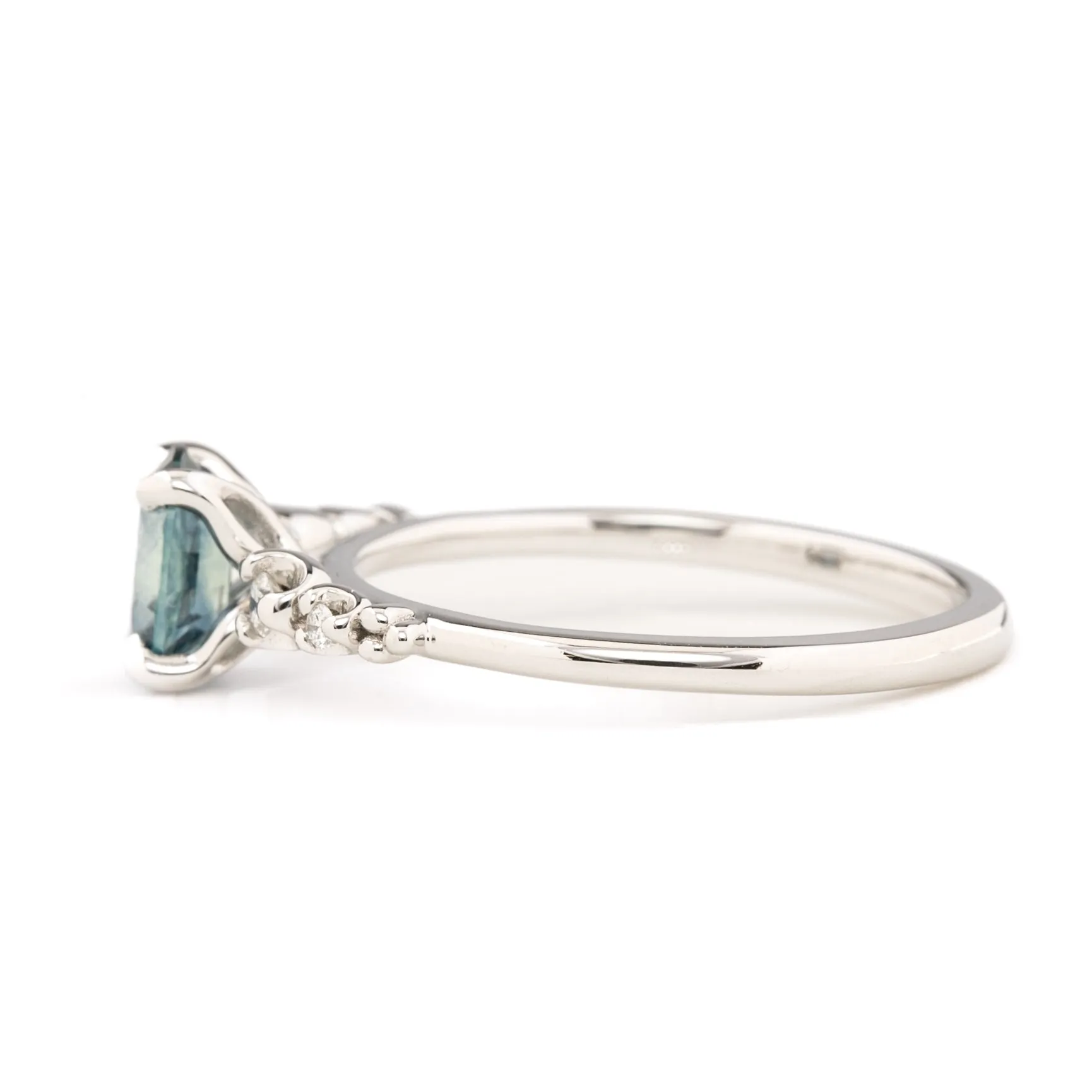 Estel Luxe Ring 0.81ct Teal Blue Montana Sapphire, 14k White Gold (One of a kind)