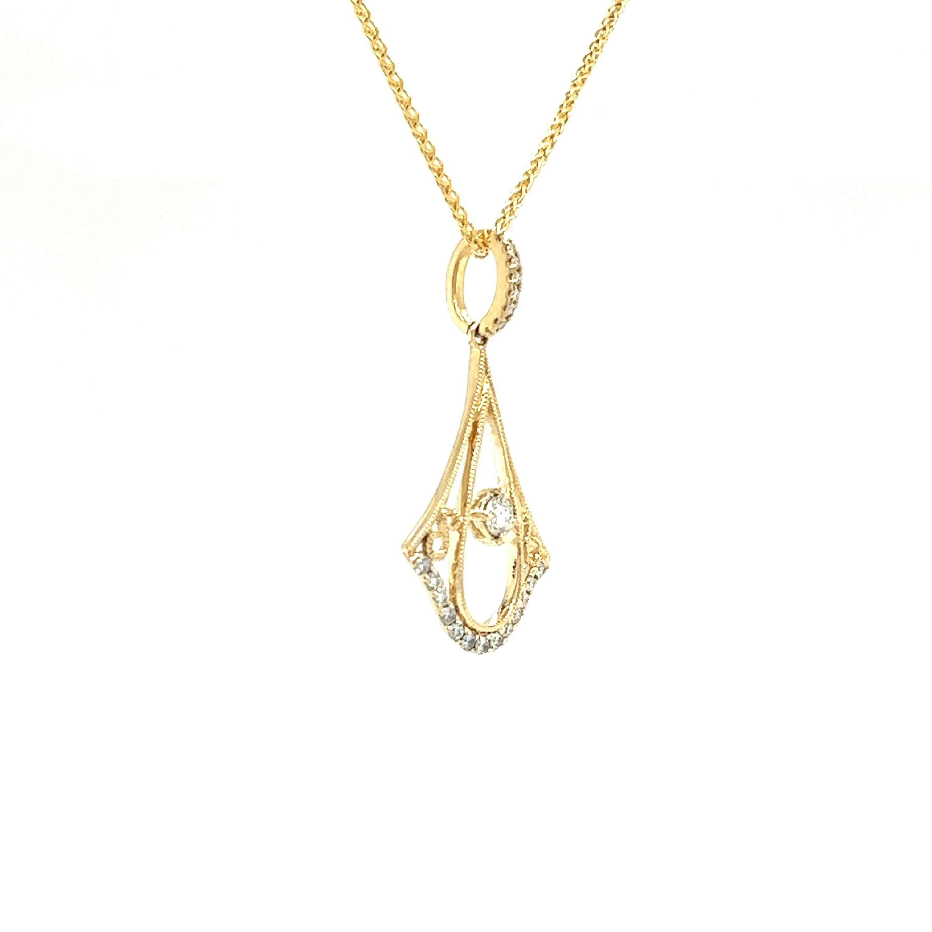 Fancy Pendulum Drop Pendant with 0.35ctw of Diamonds in 14K Yellow Gold