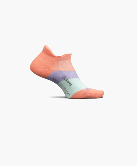 Feetures Elite Light Cushion No-Show Tab Pop Off Peach Socks