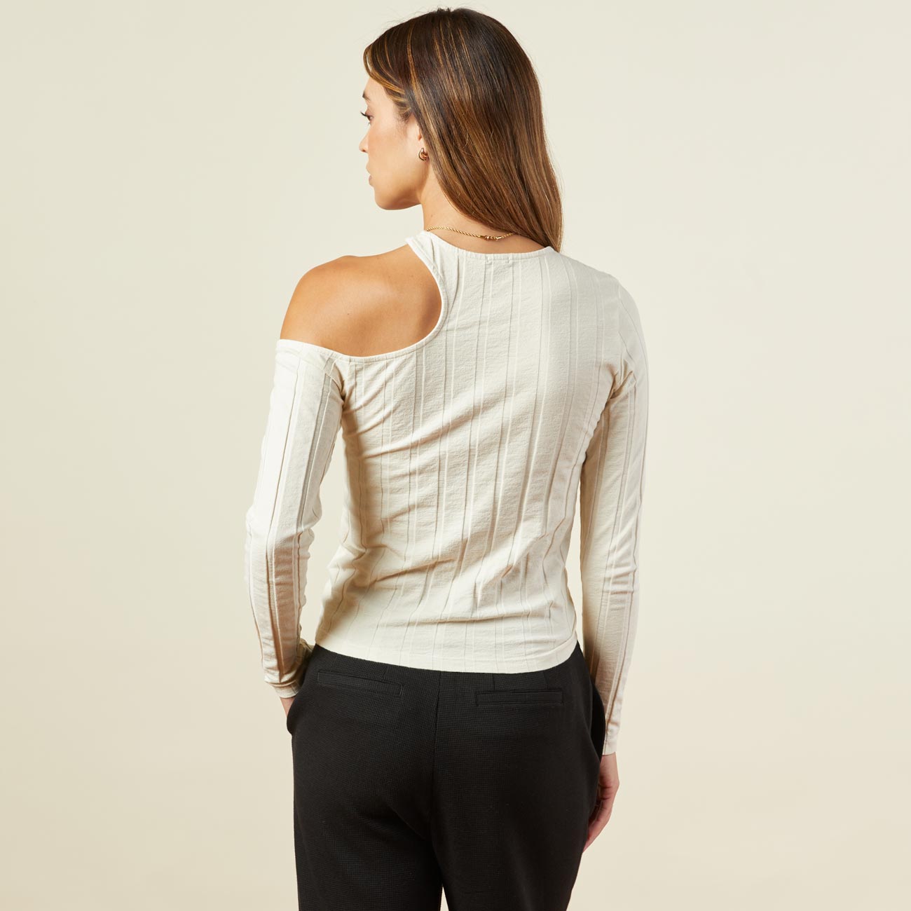 Flat Rib Asymmetric Long Sleeve