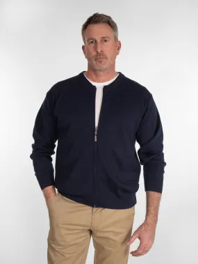 Franco Ponti Zip Front Cardigan in Navy