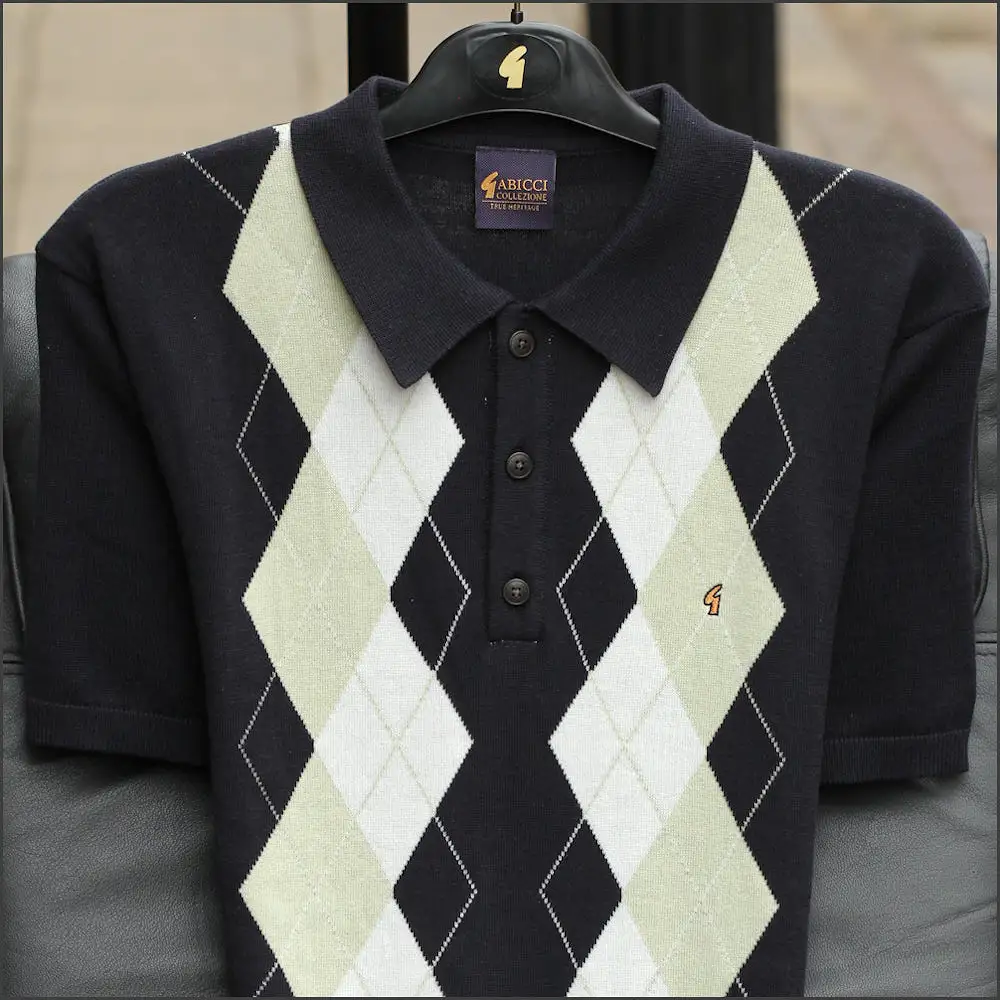 Gabicci M08 Navy Patterned Polo Top*