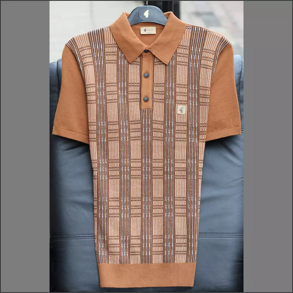 Gabicci Vintage Enrico Walnut Pattern Polo Top*