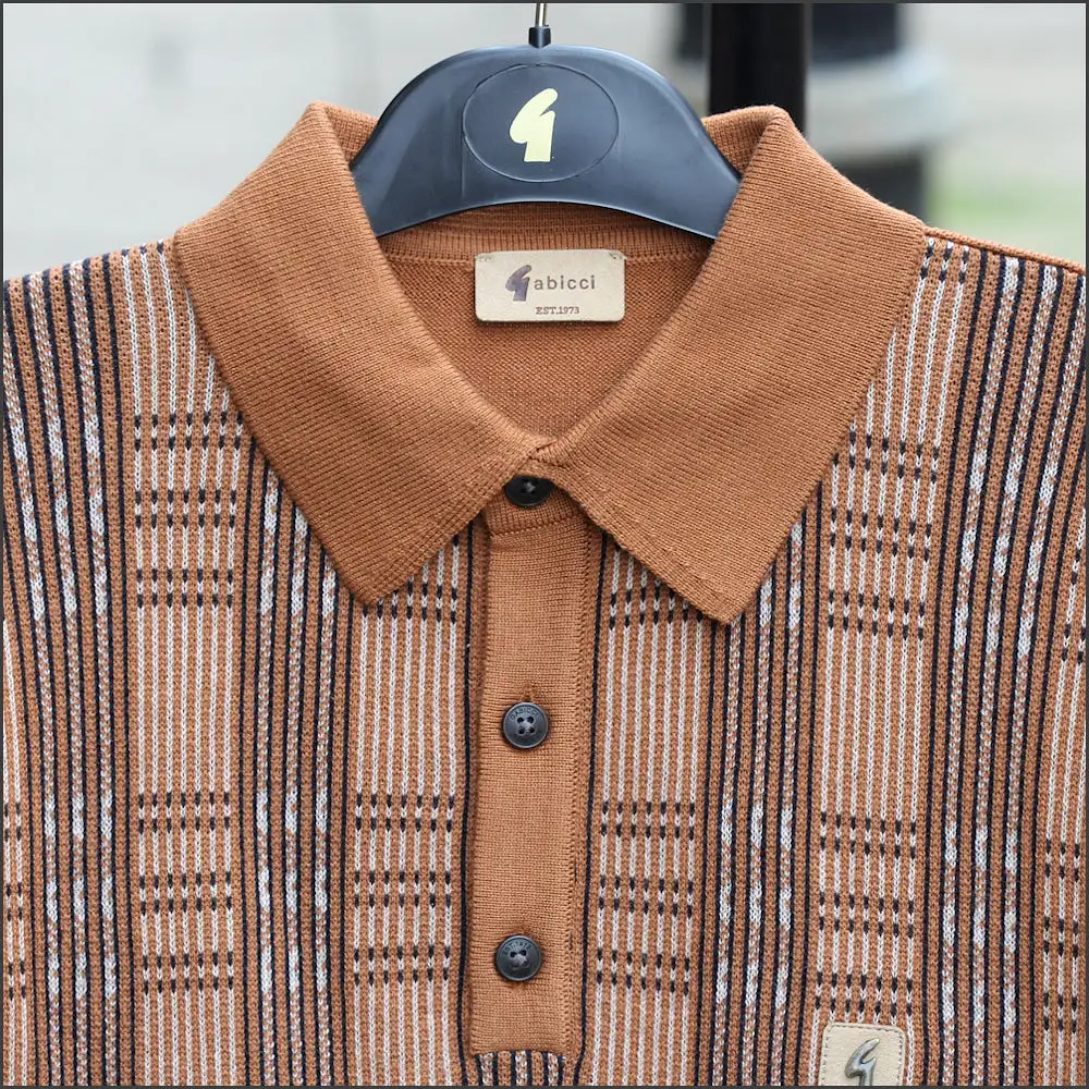 Gabicci Vintage Enrico Walnut Pattern Polo Top*