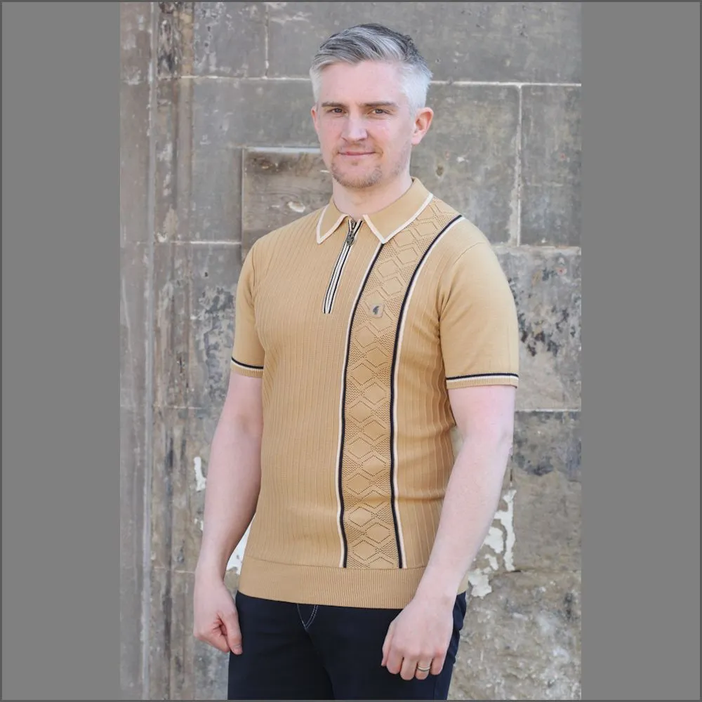 Gabicci Vintage Sand Pattern Polo Top^