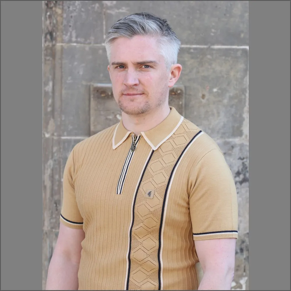 Gabicci Vintage Sand Pattern Polo Top^