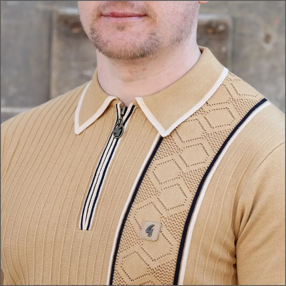 Gabicci Vintage Sand Pattern Polo Top^