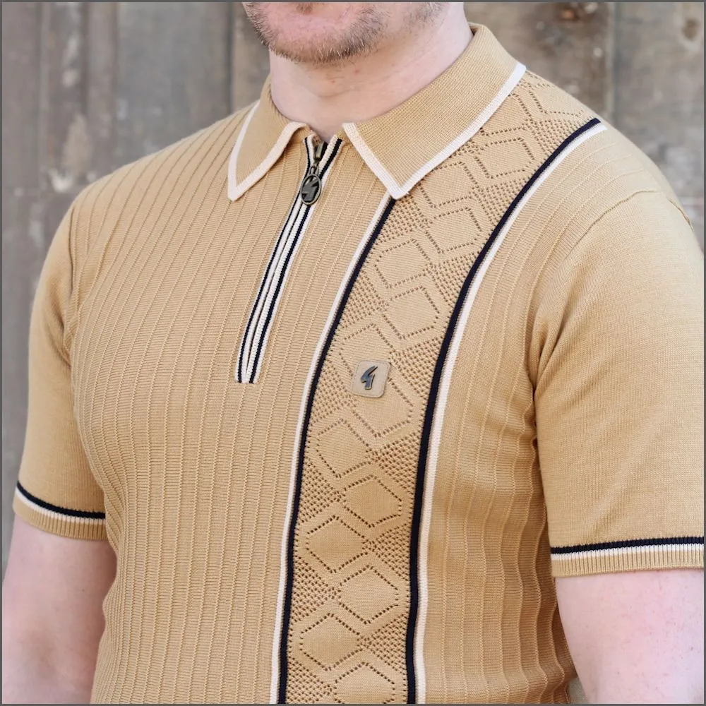 Gabicci Vintage Sand Pattern Polo Top^