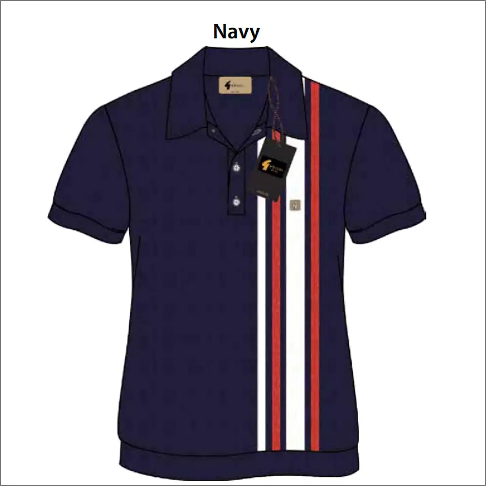 Gabicci Vintage Soda Navy Pattern Polo Top*