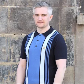 Gabicci Vintage V46M00 Navy Pattern Polo Top::