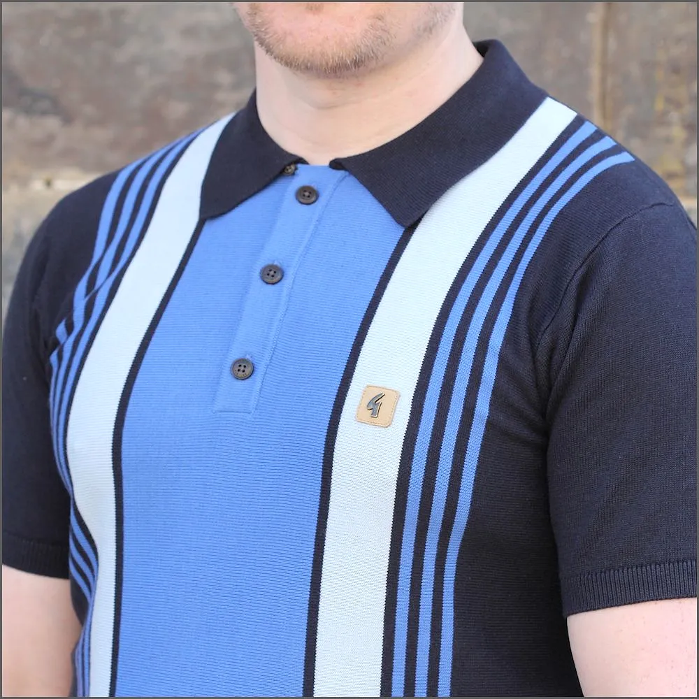 Gabicci Vintage V46M00 Navy Pattern Polo Top::