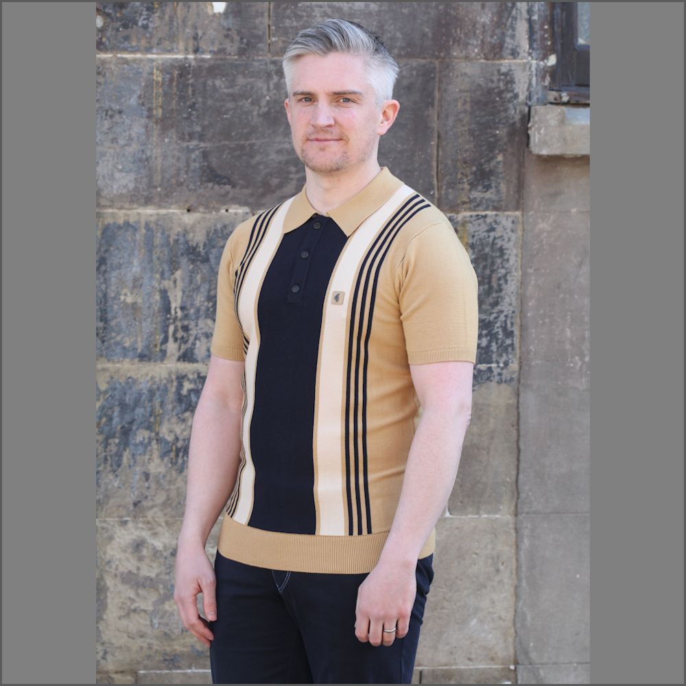 Gabicci Vintage V46M00 Sand Pattern Polo Top*