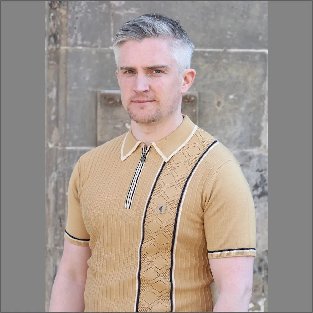 Gabicci Vintage V46M08 Sand Pattern Polo Top::