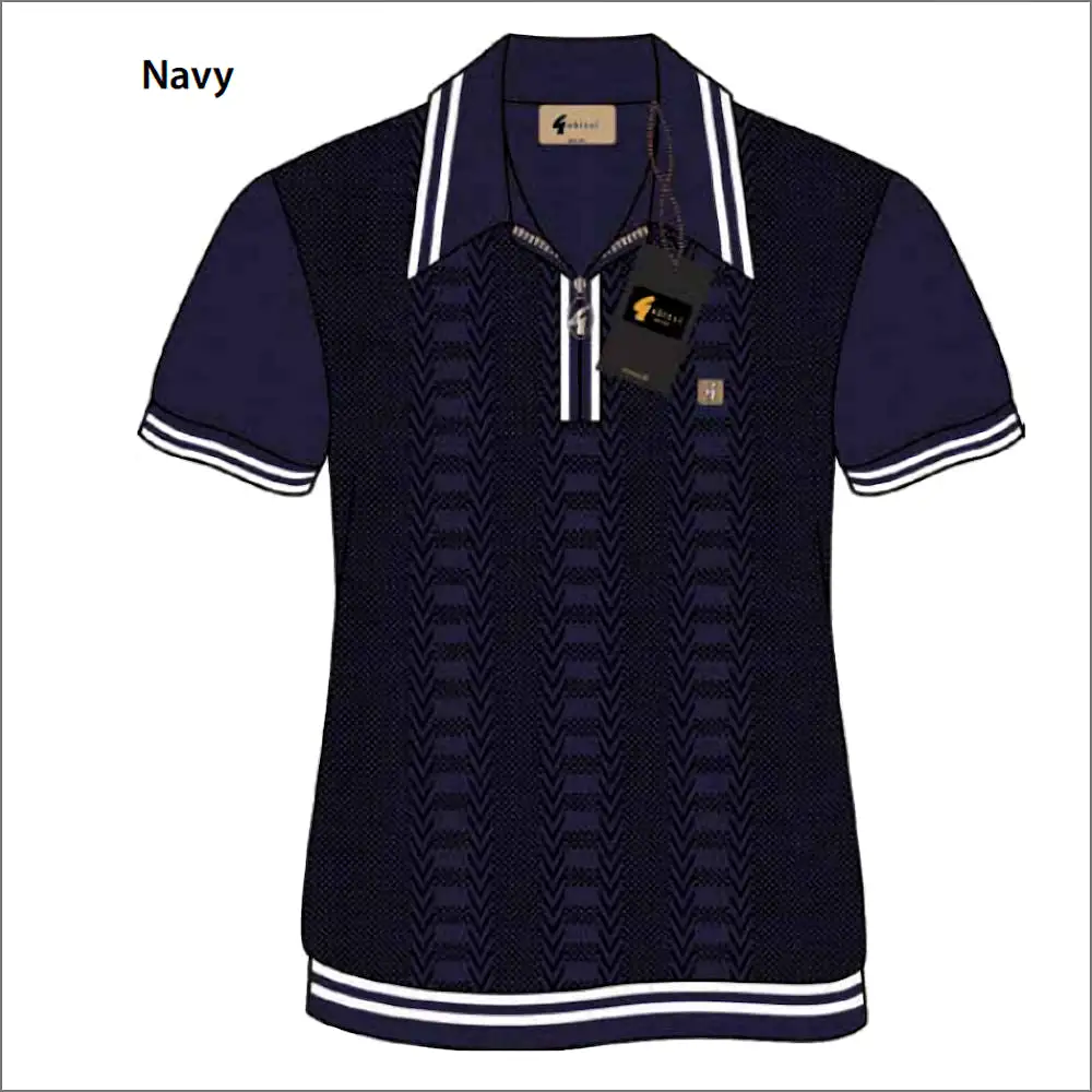 Gabicci Vintage V52GM08 Navy Pattern Polo Top*