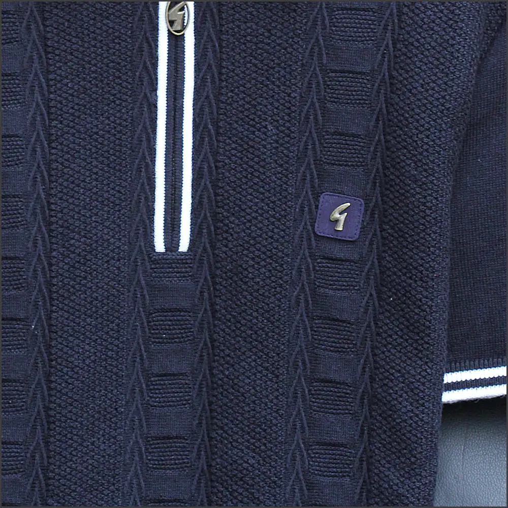 Gabicci Vintage V52GM08 Navy Pattern Polo Top*