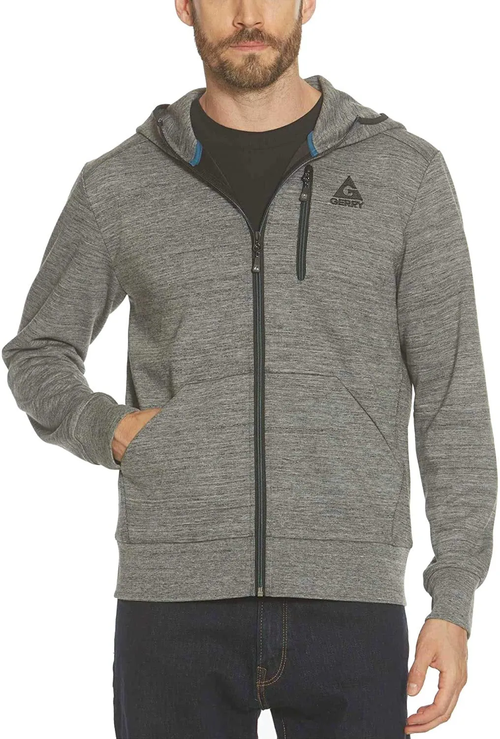 Gerry Men's Static Full-Zip Hoodie (S, Grey Heather)