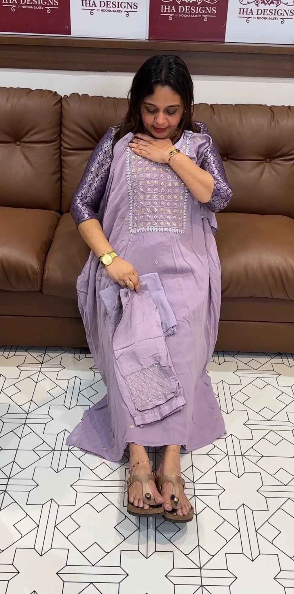 HAND WORKED KAFTAN TOP AND BOTTOM - IHA 14218