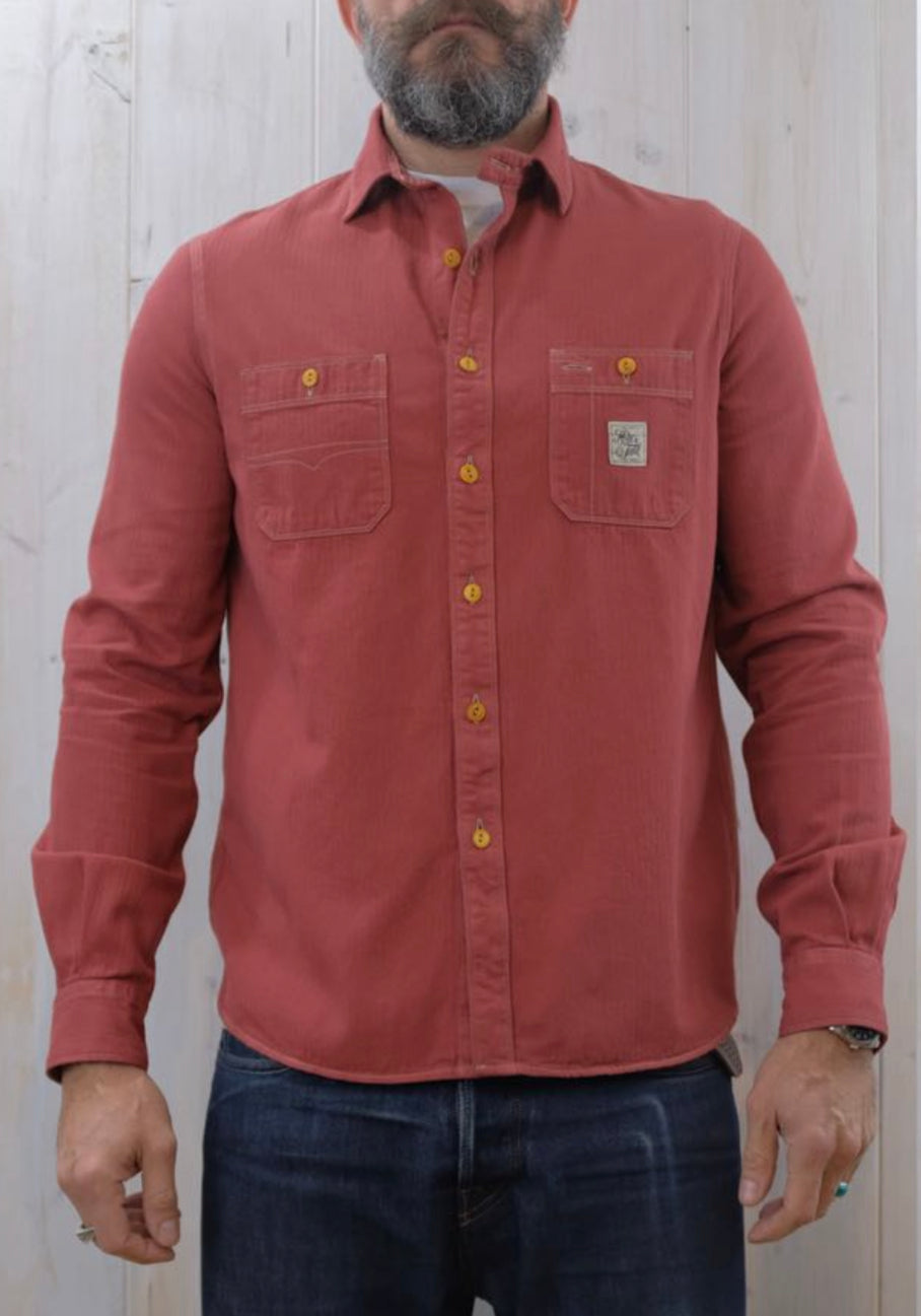 HENS TEETH ITALY Herringbone Rust Workshirt