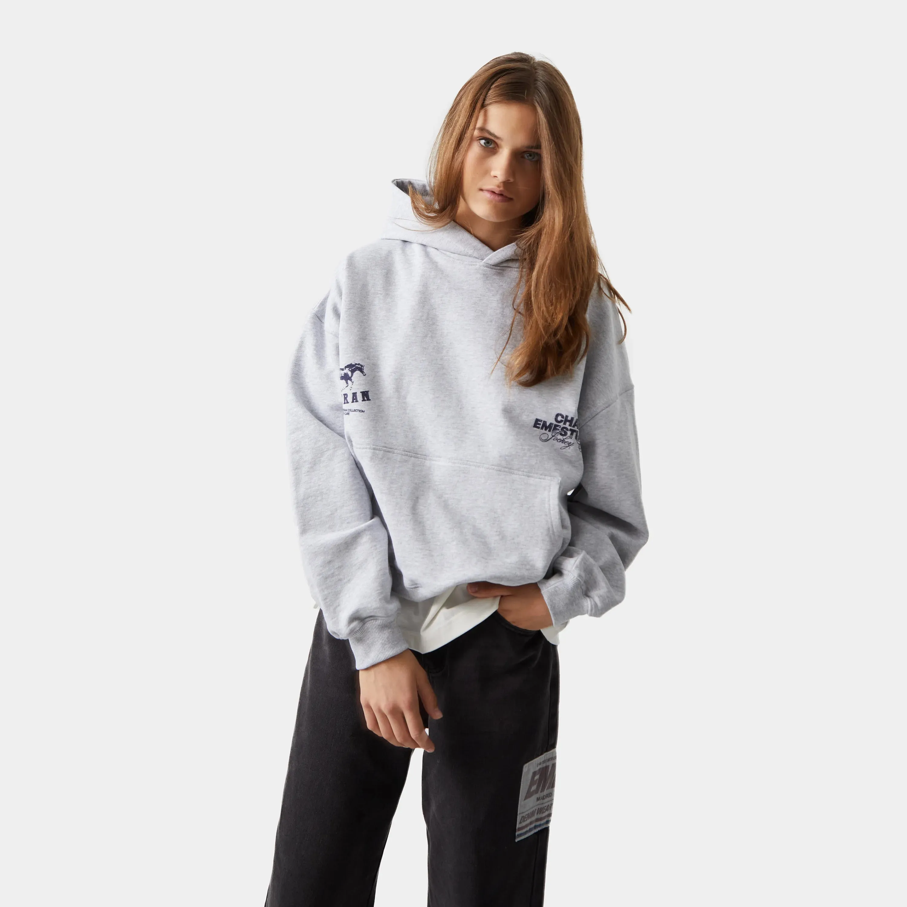 Horse Heather Grey Oversized Hoodie