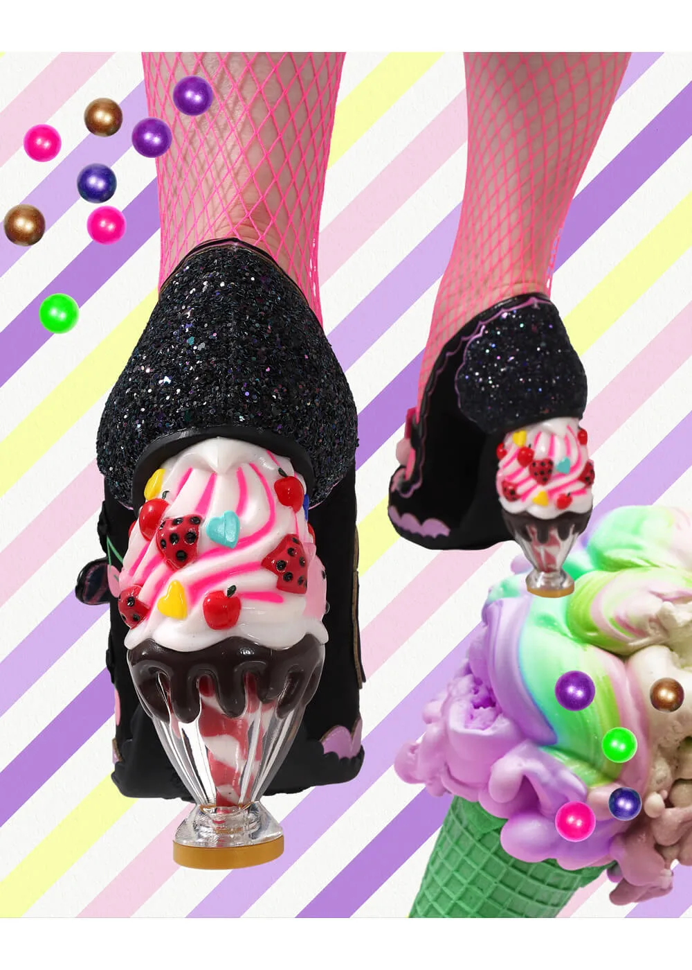 Irregular Choice Cherry Cheer Ice Cream Pumps Black