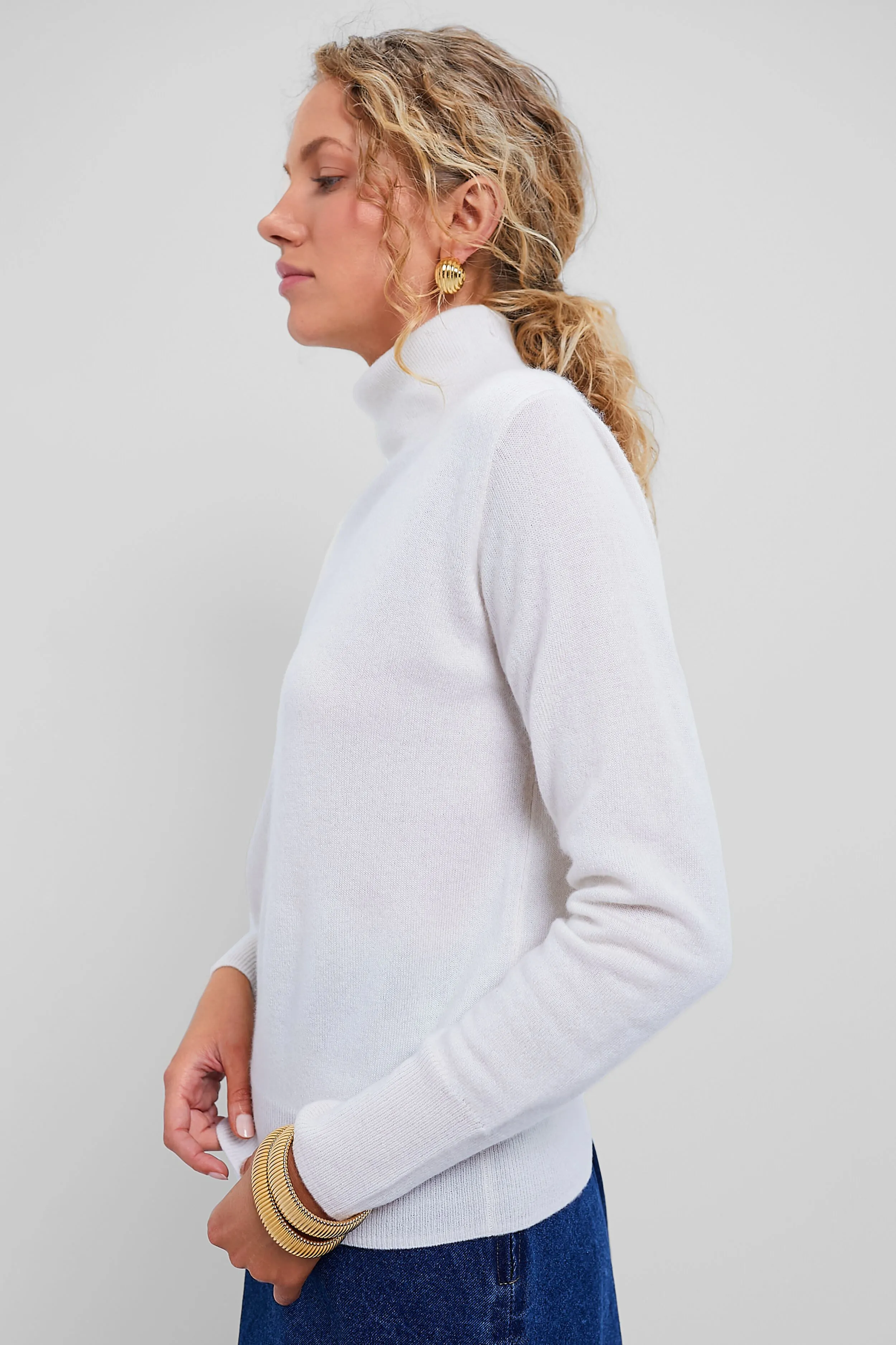 Ivory Cashmere Turtleneck Sweater