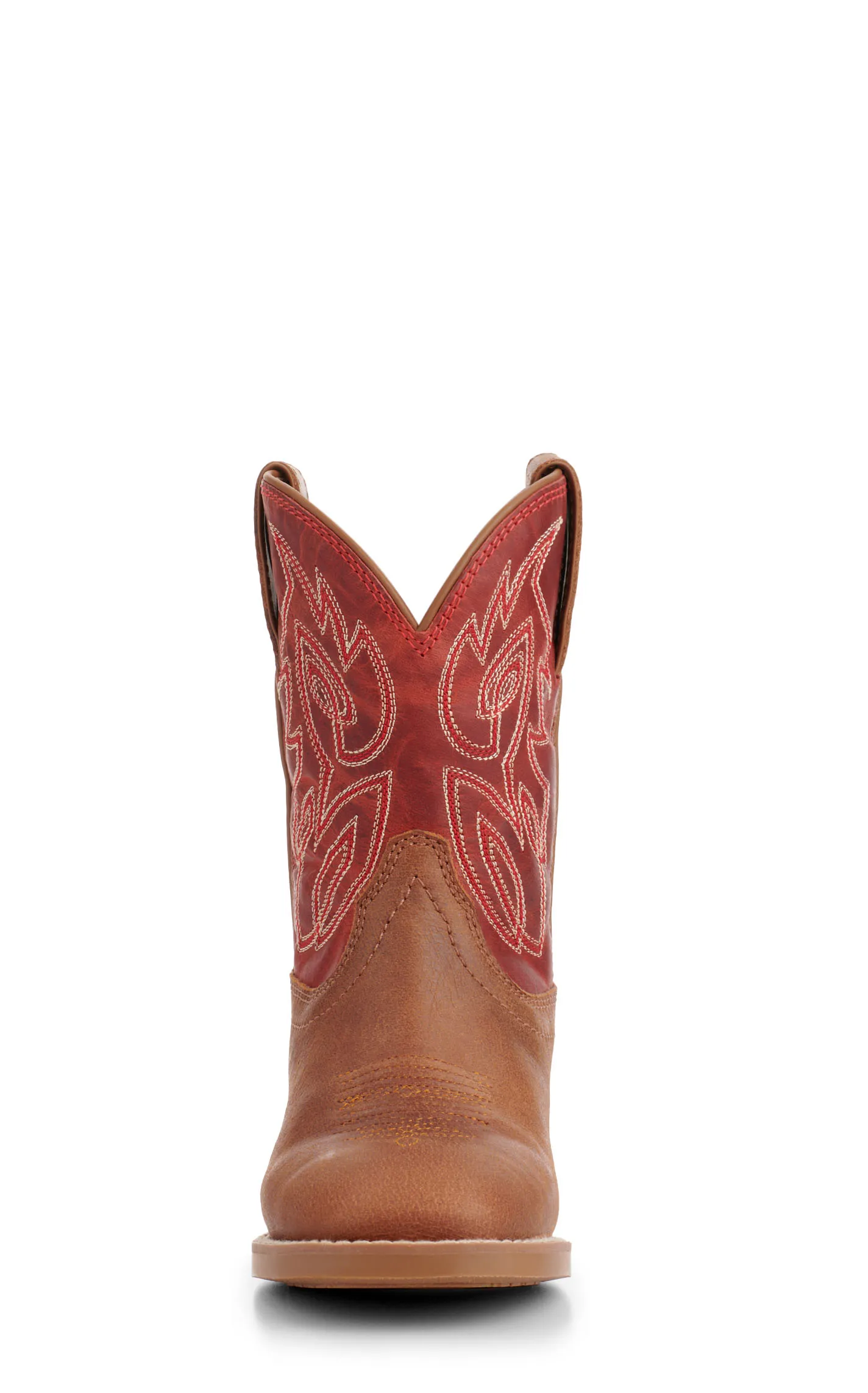 Justin Kids Canter Junior Cognac and Fire Red Wide Square Toe Cowboy Boots