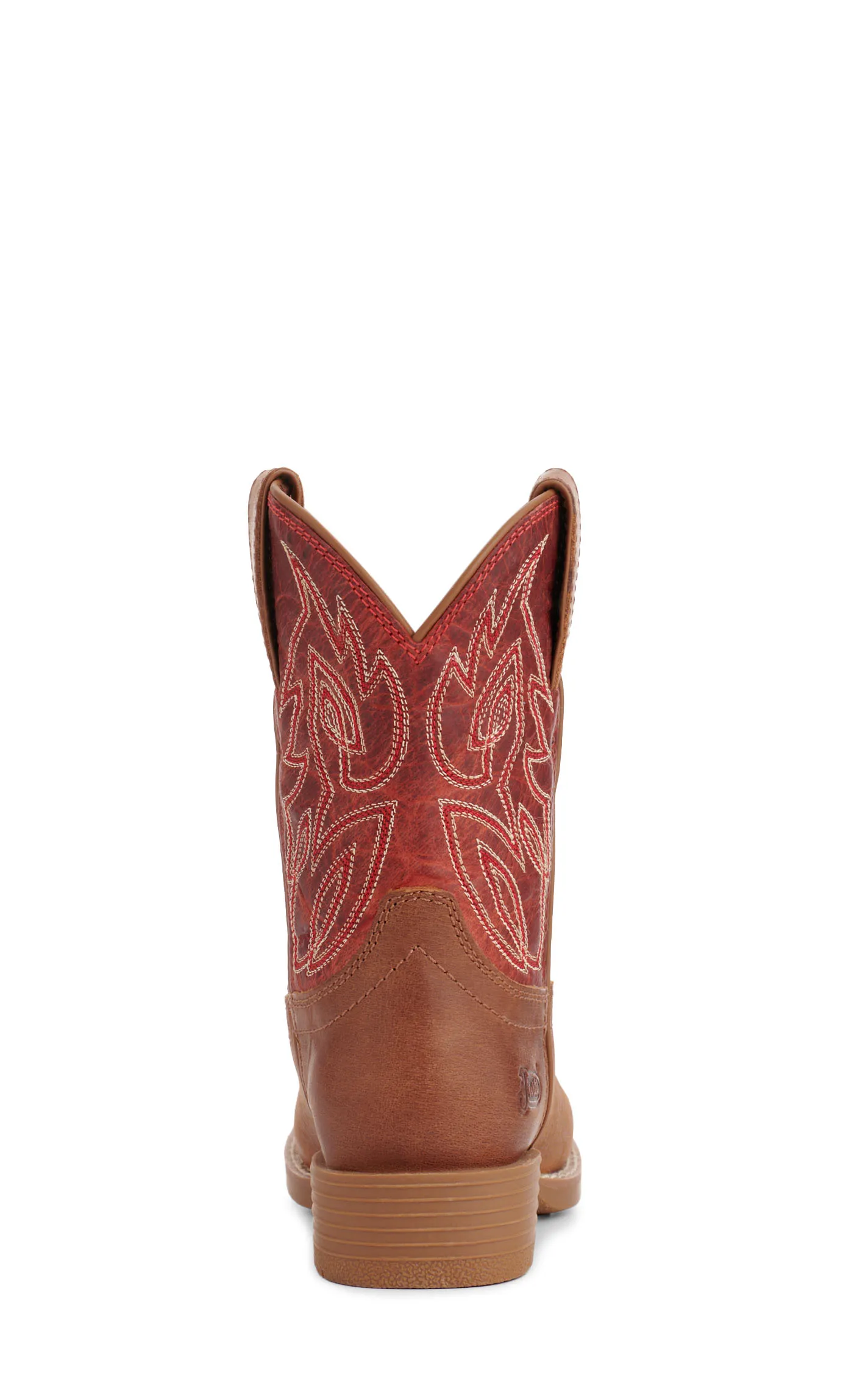 Justin Kids Canter Junior Cognac and Fire Red Wide Square Toe Cowboy Boots