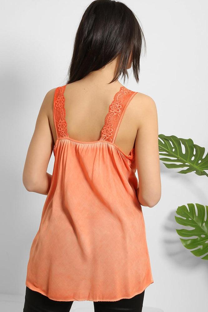 Lace Details Bleached Effect Viscose Cami Top