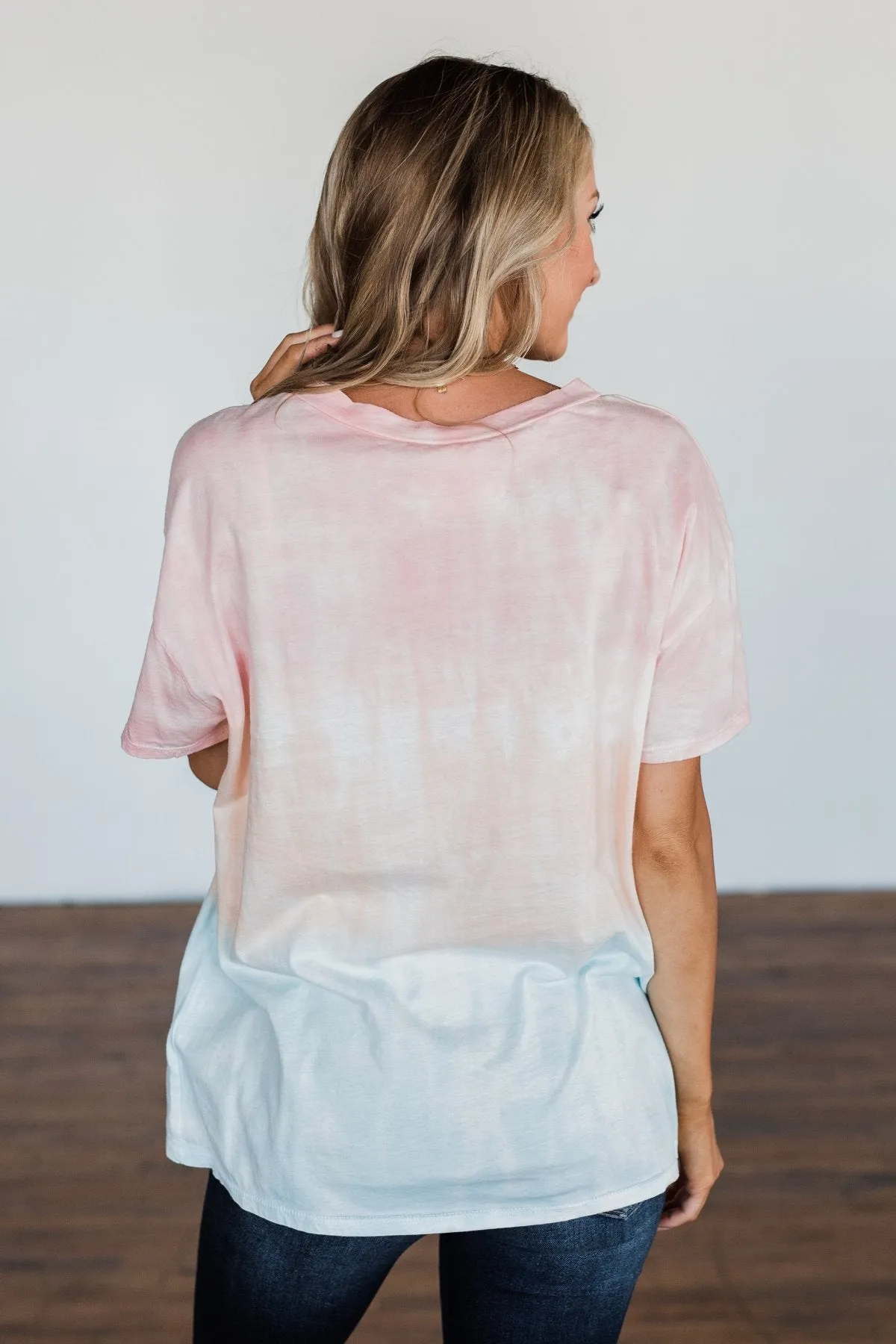 Leads To You Color Block Top- Peach, Pink, & Blue