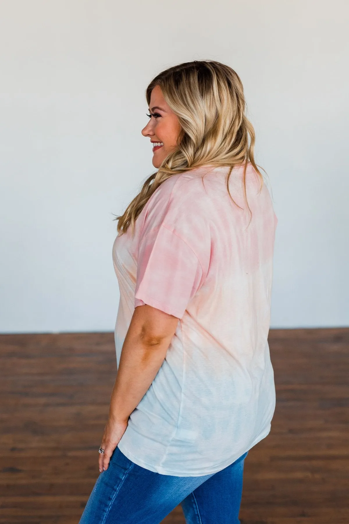 Leads To You Color Block Top- Peach, Pink, & Blue