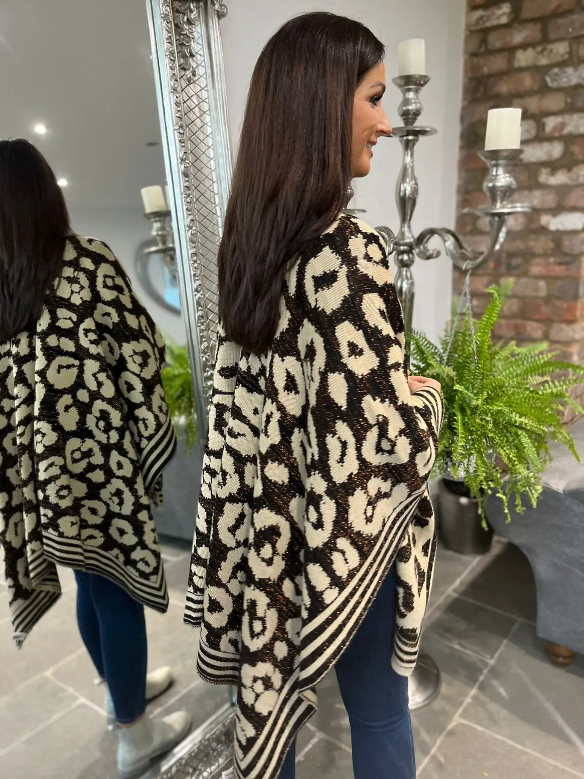 Leopard Lurex Knitted Shawl