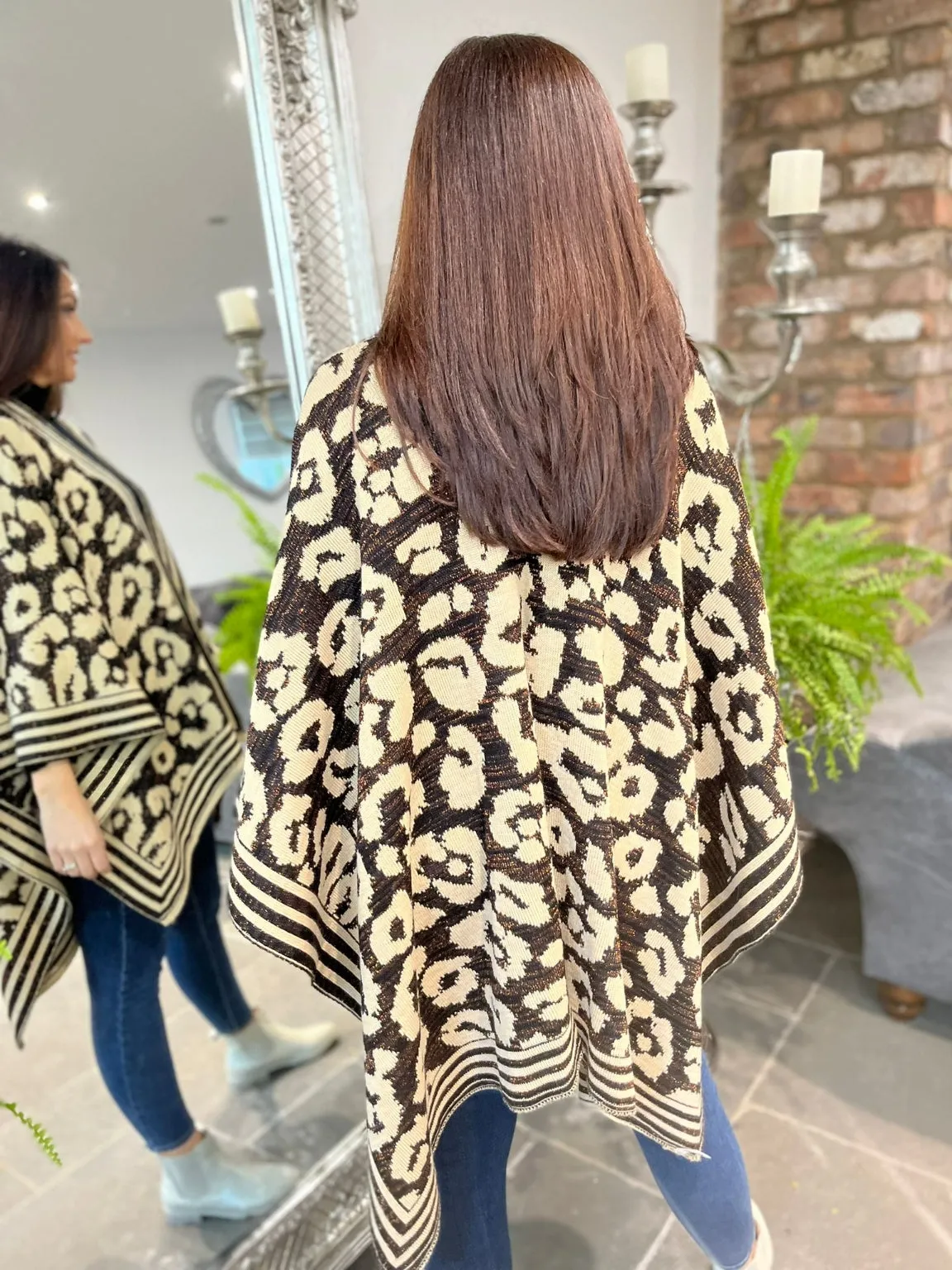 Leopard Lurex Knitted Shawl