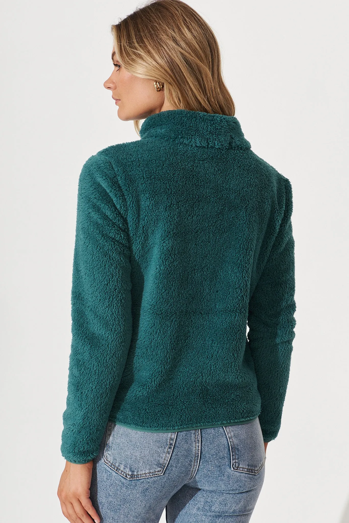 Linea Fluffy Jacket In Teal