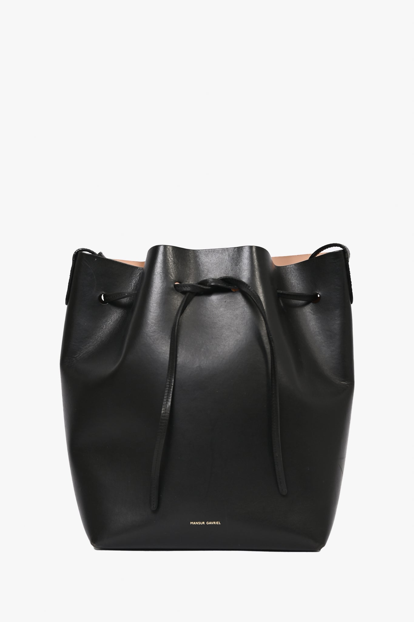 Mansur Gavriel Black Leather Bucket Bag with Pouch