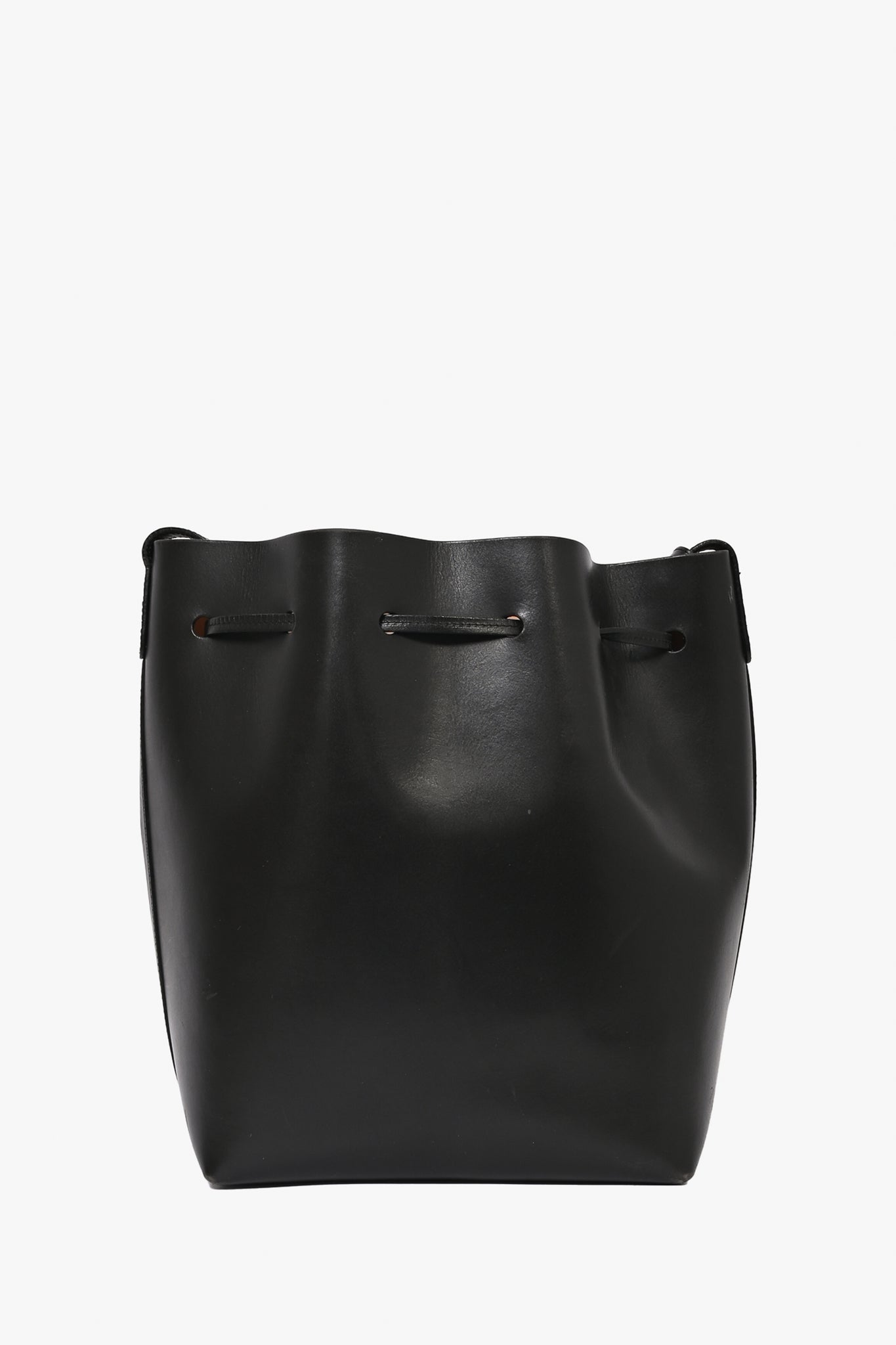 Mansur Gavriel Black Leather Bucket Bag with Pouch