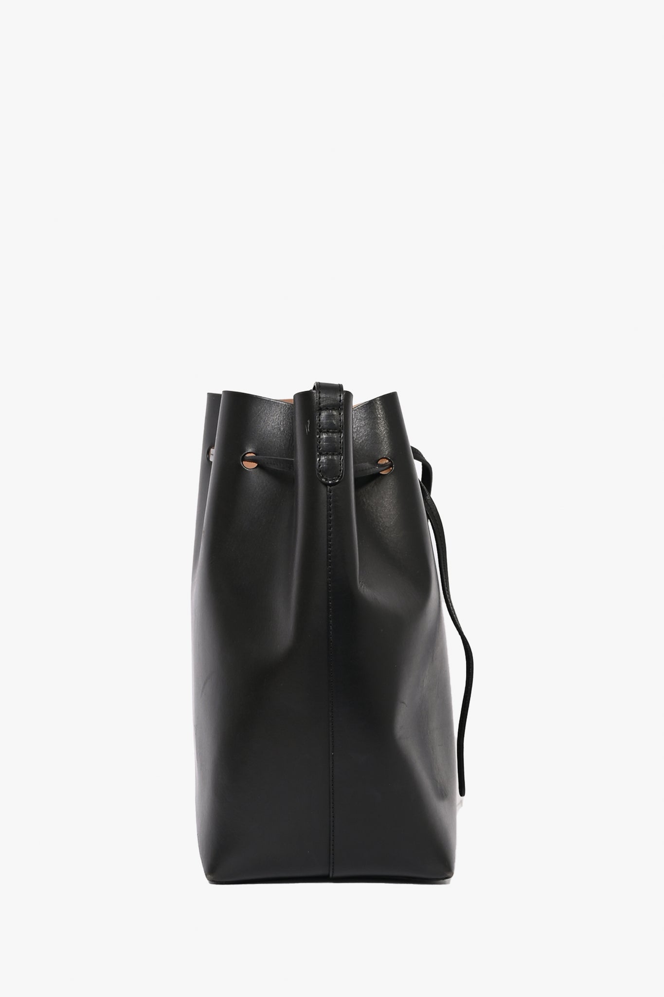 Mansur Gavriel Black Leather Bucket Bag with Pouch