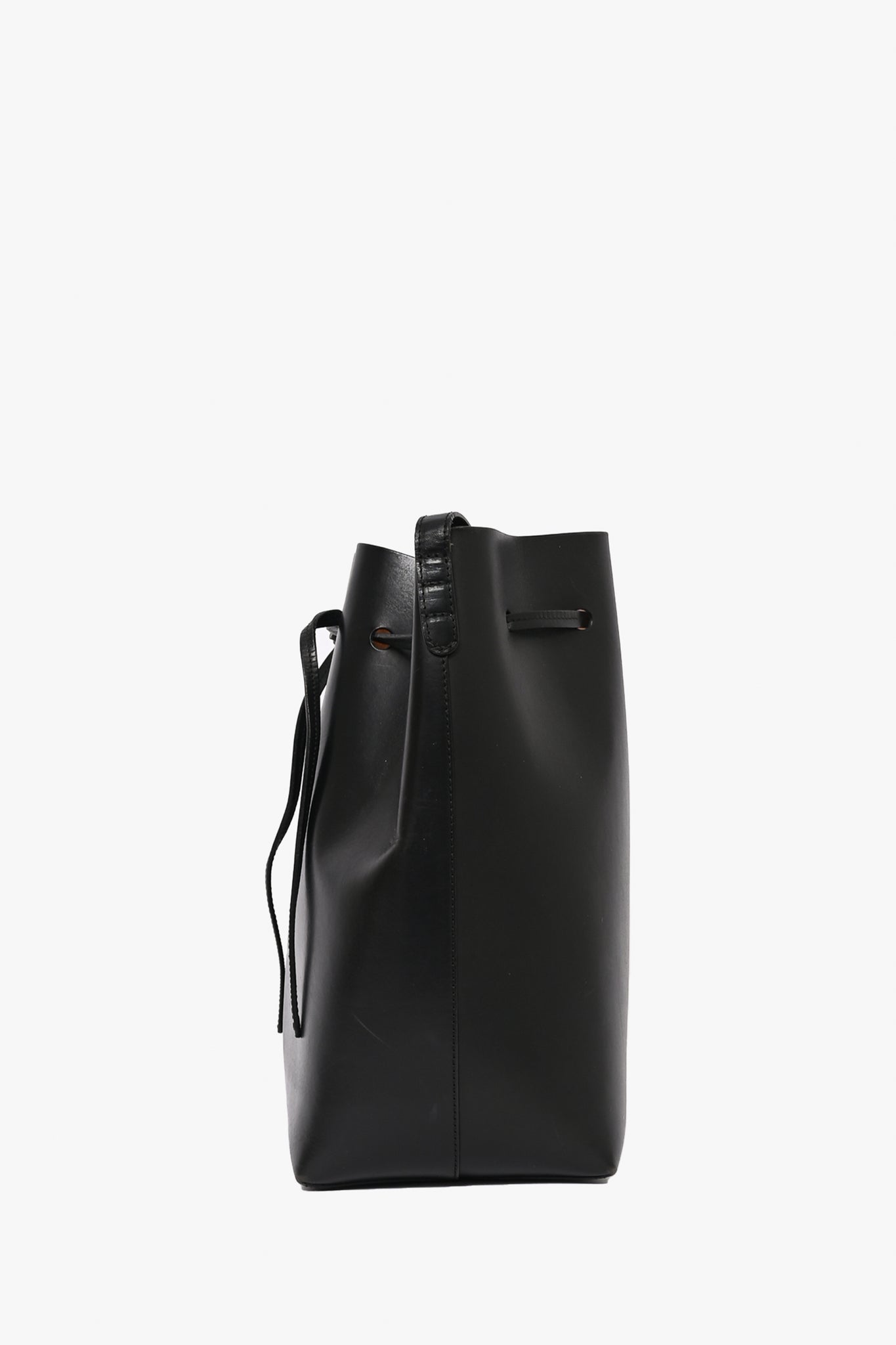 Mansur Gavriel Black Leather Bucket Bag with Pouch