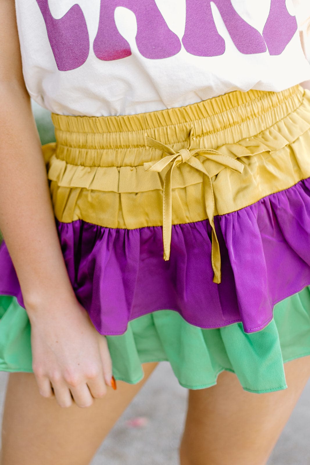 Mardi Gras Satin Ruffle Skort