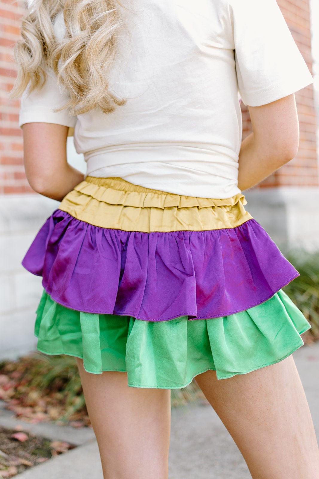 Mardi Gras Satin Ruffle Skort