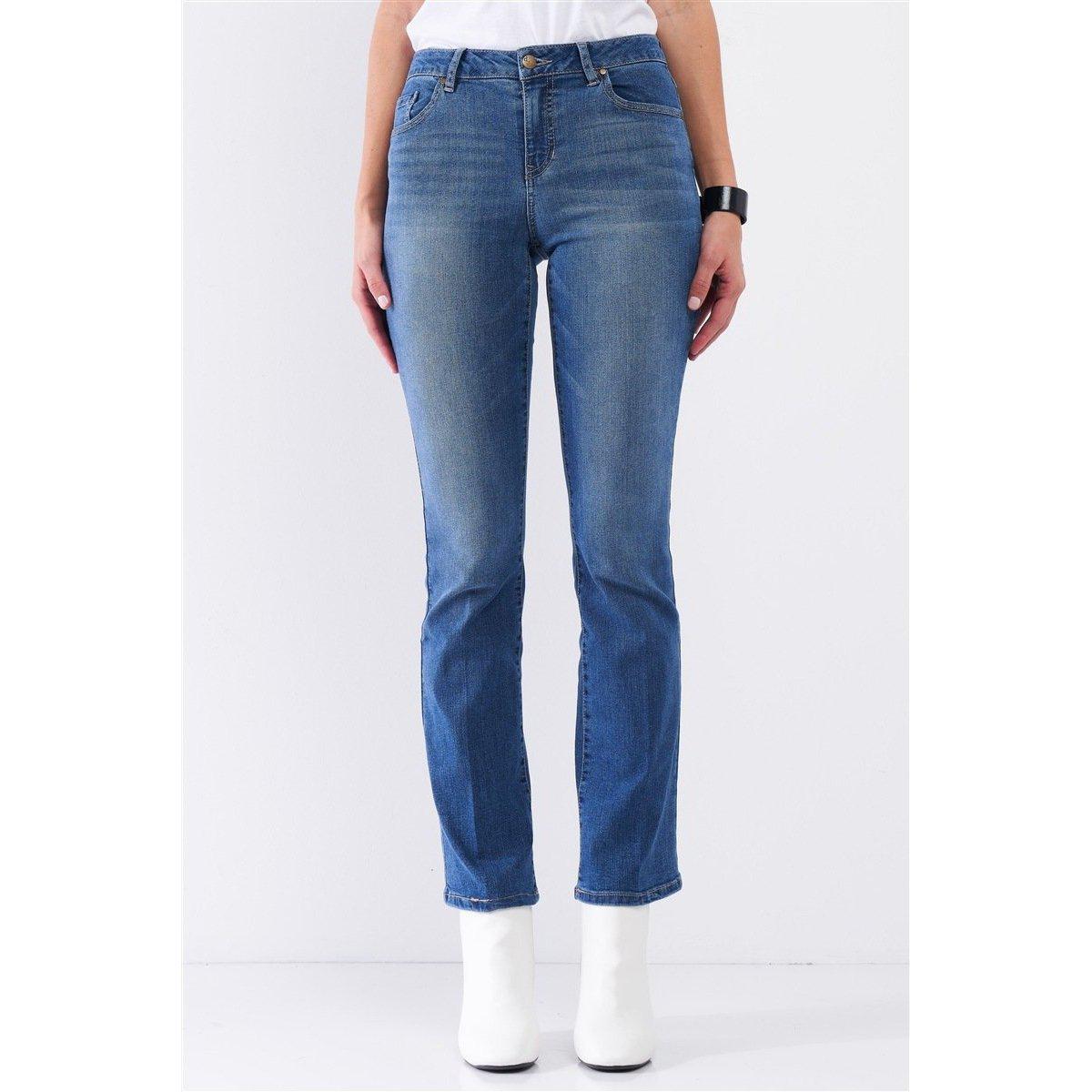 Medium Blue Denim High Waisted Skinny Boot Recycled Jeans