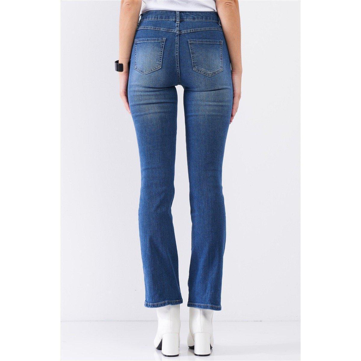 Medium Blue Denim High Waisted Skinny Boot Recycled Jeans