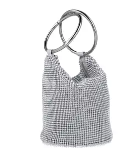 MENBUR Silver Crystal Bucket Occasion Bag