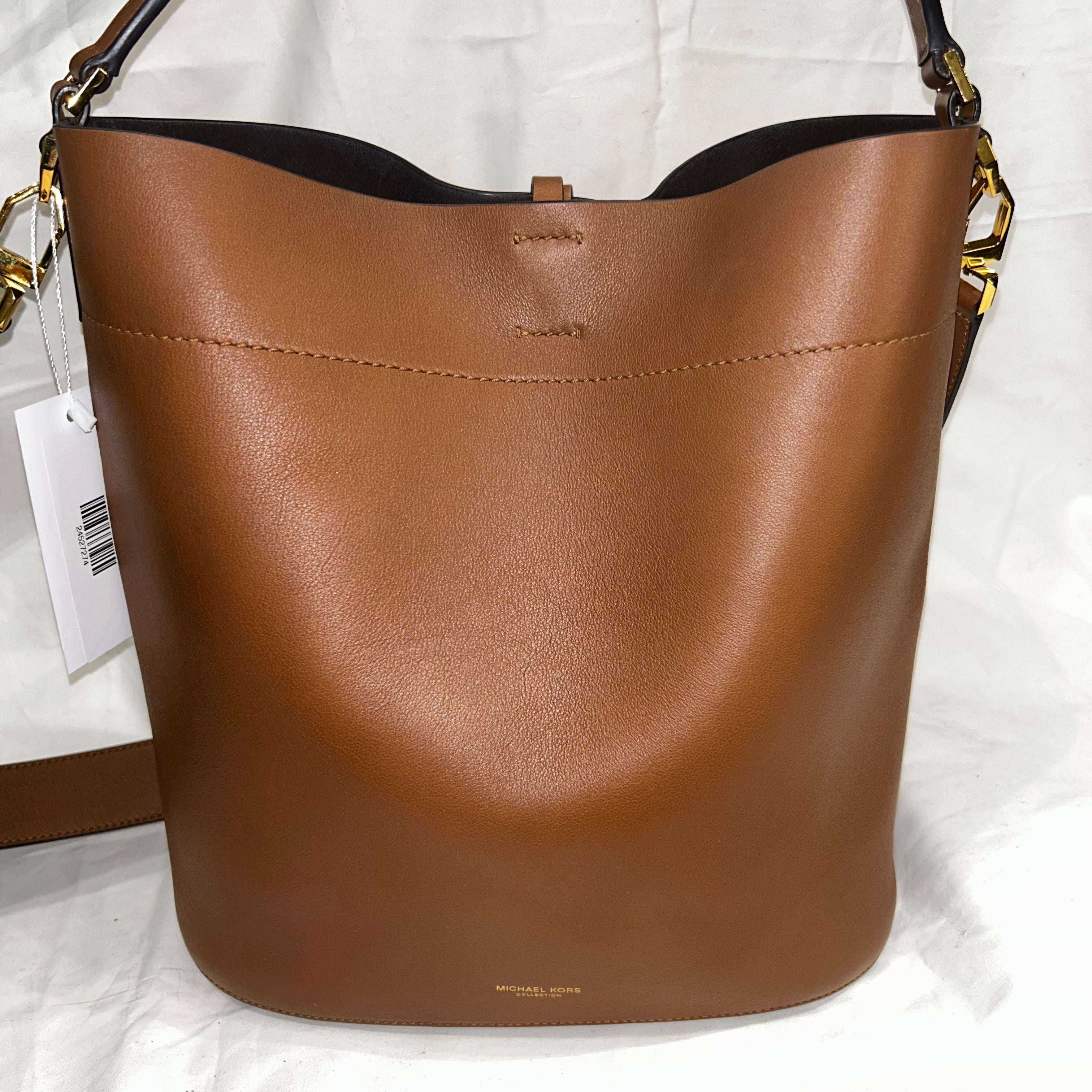 Michael Kors Collection 690 Tan Leather Miranda Bucket Bag