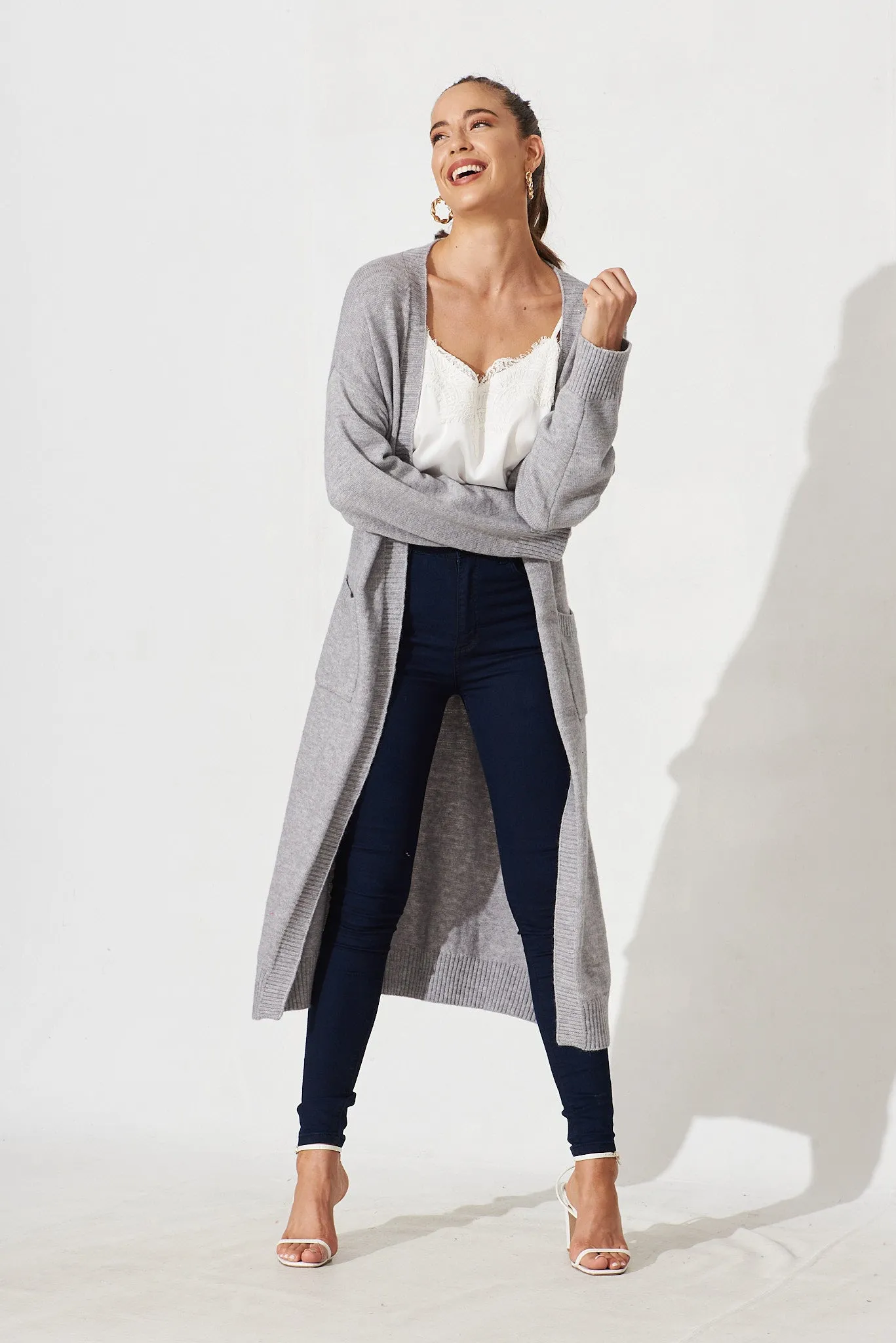 Murano Knit Cardigan In Grey Wool Blend