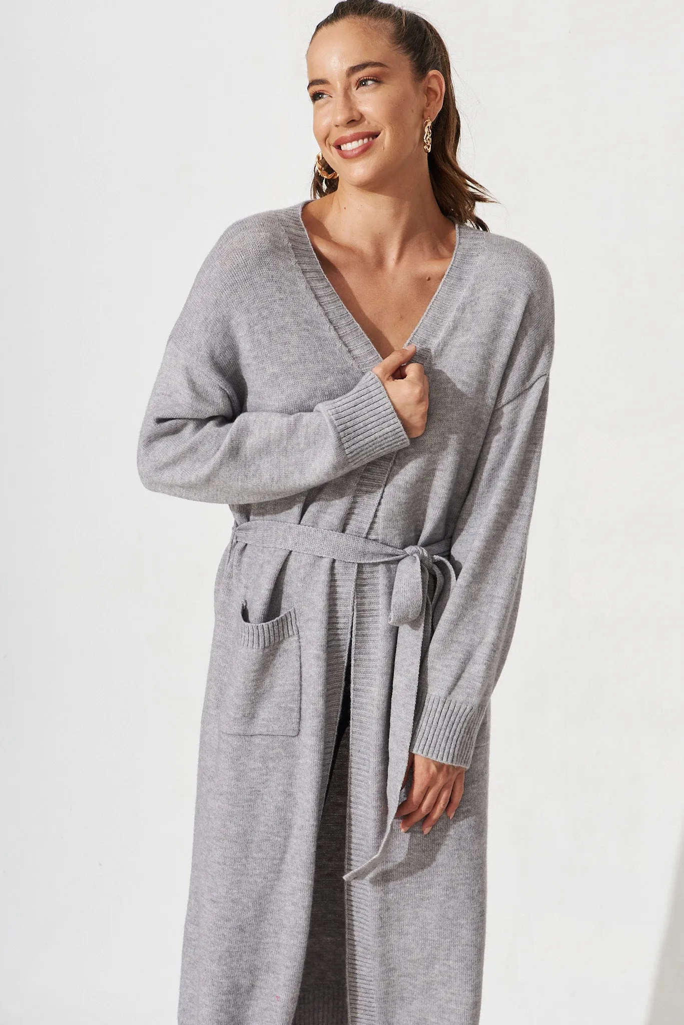 Murano Knit Cardigan In Grey Wool Blend