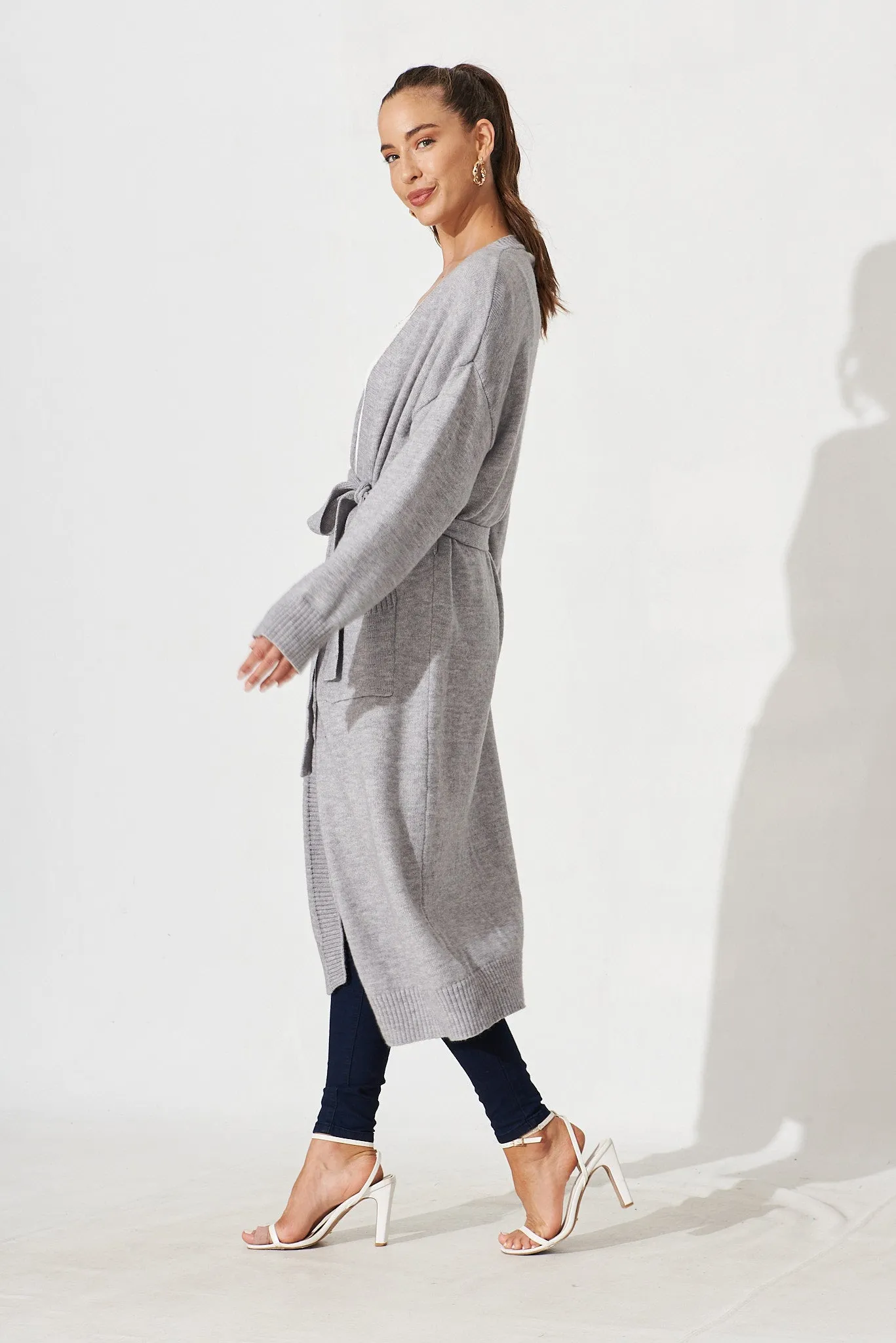 Murano Knit Cardigan In Grey Wool Blend