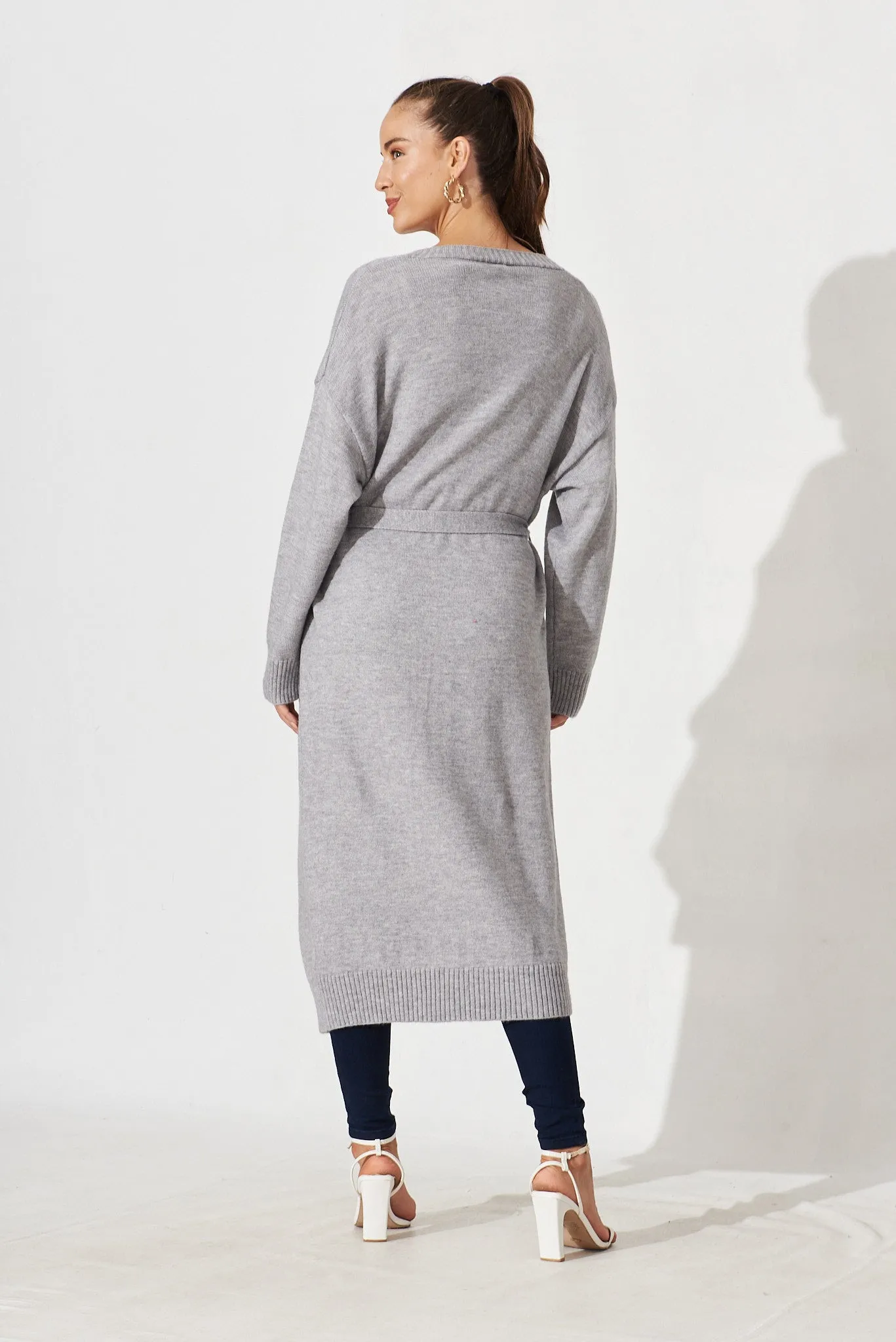 Murano Knit Cardigan In Grey Wool Blend