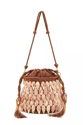 Nadia Seashell Bucket Bag - Pecan Brown