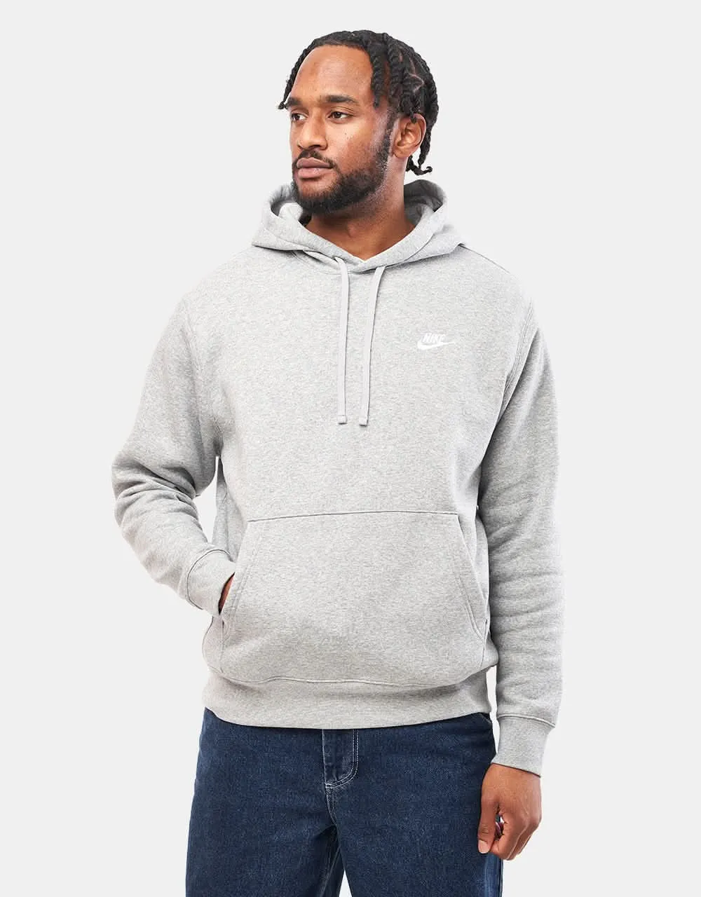 Nike Club Pullover Hoodie - Dark Heather Grey Heather/White